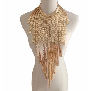 Metal Tassel Chain Choker Statement Costume Collar